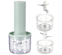 Hasaller Tritatutto elettrico USB per verdure, noci, ghiaccio, lame in acciaio inox 304, corpo in ABS, funzionamento con un pulsante, compatto, portatile, aiutante da cucina 14 x 10 cm, con tazze da