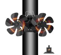 Hasaller Ventilatore per stufa a legna Ventilatore a 12 pale per stufa a legna alimentato a calore Tubo di canna fumaria Doppia testa Ventilatore per camino a parete Doppio ventilatore per camino a