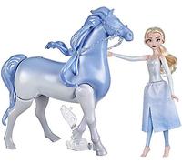 Hasbro Frozen - Frozen 2, Elsa e il cavallo Nokk elettronico (bambola di Elsa con cavallo che nuota e cammina ispirati al film Disney Frozen 2), Nylon/A