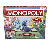 Hasbro gaming - monopoly junior 2 giochi in 1, gioco da tavolo, tabellone fronte-retro