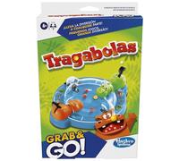 Hasbro Gaming Tragabolas Grab and Go - Gioco portatile per 2 giocatori - Gioco per bambini da viaggio - Include 2 ippopotami comiloni - Versione spagnolo-portoghese