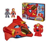 Hasbro, Marvel, serie Disney Jr. "Iron Man e i suoi fantastici amici", Giant-Sized Armor Iron Jet, action figure, veicolo giocattolo, dai 3 anni in su