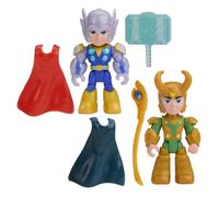Hasbro, Marvel, Serie Iron Man e i Suoi Fantastici Amici su Disney Jr., Set Hammer & Havoc, Set da 2 Action Figure di Thor e Loki da 7,6 cm, Giocattoli di Supereroi, dai 3 Anni in su
