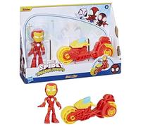 SPIDEY AMAZING FRIENDS Playset Figura 10cm IRON MAN e MOTOCICLETTA Hasbro F9346