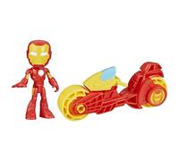 SPIDEY AMAZING FRIENDS Playset Figura 10cm IRON MAN e MOTOCICLETTA Hasbro F9346