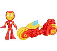 SPIDEY AMAZING FRIENDS Playset Figura 10cm IRON MAN e MOTOCICLETTA Hasbro F9346