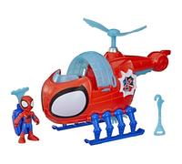 Hasbro Marvel Spidey e i suoi fantastici amici, Spidey Team con elicottero, action figure da 7,6 cm e veicolo giocattolo con proiettile, giocattoli supereroi, da 3 anni in su