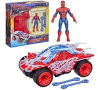 Hasbro marvel studios spider-man: brand new day, actionverse, stretch & blast buggy, action figure 11,4 cm + veicolo, 4 anni+