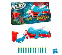 Nerf DinoSquad - Tricera-blast (blaster con alloggiamento per caricamento di 3 dardi, con supporto dardi e design dinosauro Triceratopo, include 12 dardi Elite)