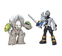 Hasbro Power Rangers Dino Fury Battle Attackers - Action Figure articolate da 7" 18 cm, confezioni doppie - Black Ranger vs Smashstone