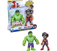 Hasbro Spidey e i suoi fantastici amici Marvel Hero Reveal - Confezione da 2 - Action Figure - Maschera Flip con Miles Morales: Spider-Man e Hulk
