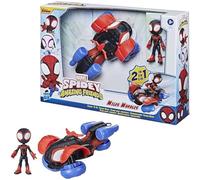 Hasbro Spidey e i Suoi Fantastici Amici - Miles Morales e Techno-Racer, Veicolo Convertibile 2-in-1 con Personaggio da 10 cm, per Bambini dai 3 Anni in su