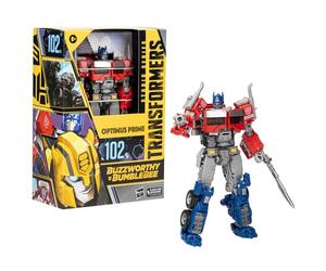 Hasbro Transformers: Rise of The Beasts Buzzworthy Bumblebee - Statuetta da studio serie 102BB Optimus Prime 16 cm