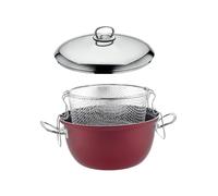 Hascevher Prime, granito, padella per friggere e friggere con coperchio in acciaio inox, rosso, diametro 24 cm, altezza 13 cm, rivestimento antiaderente per tutti i piani cottura