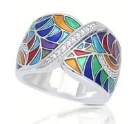 Hasdnker Anello Anelli Gioielli Donna Uomo Anelli Abbaglianti per Donna, in Argento, con Pietre Bianche Intarsiate, Gioielli da S