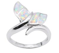 Hasdnker Anello Anelli Gioielli Donna Uomo Anelli con Design A Coda di Balena, Graziosi Anelli in Opale di Fuoco Blu per Donne, G