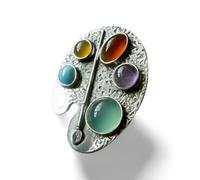 Hasdnker Anello Anelli Gioielli Donna Uomo Anelli da Donna con Motivo A Fusione Vintage, in Argento, con Intarsi Ovali in Pietre