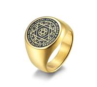 Hasdnker Anello Anelli Gioielli Donna Uomo Anelli Vintage A Stella A Sei Punte in Oro Argento con Sigillo di Salomone, Anello per Dita, Accessori Portafortuna, Gioielli da Uomo, 10 Oro