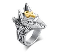 Hasdnker Anello Anelli Gioielli Donna Uomo Anelli Vintage con Croce Egizia Anu io degli Anelli da Dito, da Uomo E da Donna, Punk, con Testa di Lupo, Anelli con Nocche, Gioielli Boho