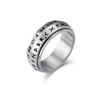 Hasdnker Anello Anelli Gioielli Donna Uomo Anello Girevole con Rune Vichinghe da 8 Mm per Uomo, Anello Girevole, Taglia 7-13, 10 Argento
