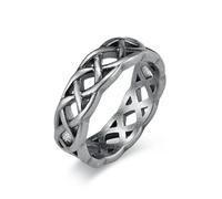 Hasdnker Anello Anelli Gioielli Donna Uomo Anello Intrecciato Celtico Eterno per Uomo E Donna, Anello Nero Scavato Intrecciato 10 Argento Antico