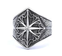 Hasdnker Anello Anelli Gioielli Donna Uomo Anello Personalizzato Vichingo A Forma di Nodo A Stella A Otto Punte, Antiruggine, Gioiello di Moda, Colore Acciaio 15 05409