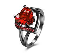 Hasdnker Anello Anelli Gioielli Donna Uomo Romantic Black Gold Promise Band Ring Wedding Purple Heart Cubic Zirconia Rings for Women 9 Red