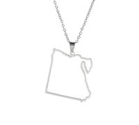 Hasdnker Collana Uomo Donna Gioielli Ciondolo Pendente Necklacecollana con Ciondolo Mappa Egitto Repubblica Araba Uomo Donna Oro Argento Colore Moda Bandiera Egiziana Gioielli Argentocolor3