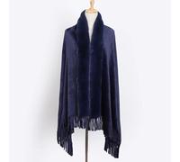 Hasdnker Sciarpa Scialle Invernale Sciarpe Sciarpa Invernale con Colletto in Flanella Bifacciale E Frange, Grande, Scialle, Sciarpa, Avvolgente, Scialle, Donna, Blu Navy