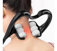 HaSeftni Neck Massager, Upgrade 6 Balls Massage Point Roller Massager for Pain Relief Handheld Tool Suitable Legs Waist and Shoulder Relaxer - Black