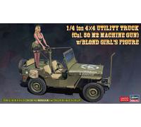 Hasegawa 1/4 ton 4x4 TRUCK W/CAL.50 M2 MACH GUN W/BLONDE GIRL FIGURE KIT 1:24
