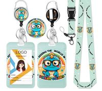 HASFINE Simpatico cordino con dinosauro per porta badge, bobina retrattile con moschettone resistente, clip girevole a 360°, cordino staccabile con porta carte d'identità, per ufficio, lavoro