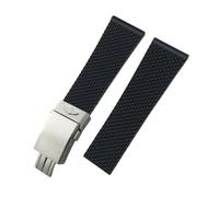 HASGTFM 20mm 21mm 22mm 23mm 24mm cinturino in gomma siliconica intrecciata adatto for Breitling adatto for Superocean Navitimer Avenger adatto for cinturino for orologio Longines(Black Style 2,24mm)