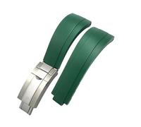 HASGTFM 20mm 21mm cinturino in gomma for fibbia corta adatto for Rolex adatto for Daytona Submariner ruolo OYSTERFLEX Yacht Master cinturino da polso piccolo in silicone(Green-Buckle,20mm)