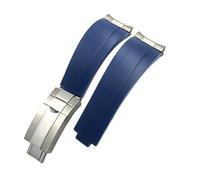 HASGTFM 20mm 21mm cinturino in gomma for fibbia corta adatto for Rolex adatto for Daytona Submariner ruolo OYSTERFLEX Yacht Master cinturino da polso piccolo in silicone(Blue-Buckle-Link,21mm)