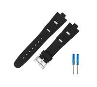 HASGTFM Adatto for cinturino for orologio in gomma For Bulgari for interfaccia convessa, accessori for orologi morbidi e confortevoli da uomo e da donna 22x8mm 24x8mm(Fold Black-Steel,24x8mm)