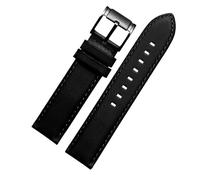 HASGTFM Cintura for orologio in pelle Cinturino for orologio for estremità dritta Donna Cinturino in 4 colori Catena for orologio vintage da uomo in pelle 20 22 mm(Black black,22mm)