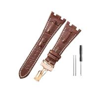 HASGTFM Cinturini in pelle adatti for Audemars e adatti for Piguet Royal Oak 15710 26471 26474 28mm for cinturino for fibbia pieghevole(Brown white-Rose-Z1)