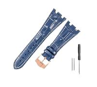 HASGTFM Cinturini in pelle adatti for Audemars e adatti for Piguet Royal Oak 15710 26471 26474 28mm for cinturino for fibbia pieghevole(Blue white-Rose-K13)