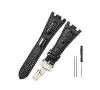 HASGTFM Cinturini in pelle adatti for Audemars e adatti for Piguet Royal Oak 15710 26471 26474 28mm for cinturino for fibbia pieghevole(Black-Steel-Z1)