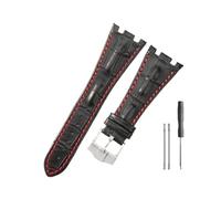 HASGTFM Cinturini in pelle adatti for Audemars e adatti for Piguet Royal Oak 15710 26471 26474 28mm for cinturino for fibbia pieghevole(Black red-Steel-K13)