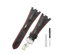 HASGTFM Cinturini in pelle adatti for Audemars e adatti for Piguet Royal Oak 15710 26471 26474 28mm for cinturino for fibbia pieghevole(Black red-Steel-Z1)