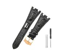 HASGTFM Cinturini in pelle adatti for Audemars e adatti for Piguet Royal Oak 15710 26471 26474 28mm for cinturino for fibbia pieghevole(Black-Rose-K13)