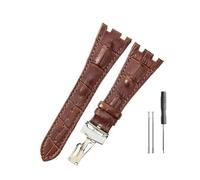 HASGTFM Cinturini in pelle adatti for Audemars e adatti for Piguet Royal Oak 15710 26471 26474 28mm for cinturino for fibbia pieghevole(Brown-Steel-Z1)
