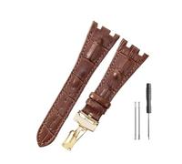 HASGTFM Cinturini in pelle adatti for Audemars e adatti for Piguet Royal Oak 15710 26471 26474 28mm for cinturino for fibbia pieghevole(Brown-Golden-Z1)