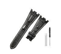 HASGTFM Cinturini in pelle adatti for Audemars e adatti for Piguet Royal Oak 15710 26471 26474 28mm for cinturino for fibbia pieghevole(Blackwhite-no buckle)