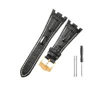 HASGTFM Cinturini in pelle adatti for Audemars e adatti for Piguet Royal Oak 15710 26471 26474 28mm for cinturino for fibbia pieghevole(Black white-Gold-K13)