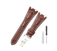 HASGTFM Cinturini in pelle adatti for Audemars e adatti for Piguet Royal Oak 15710 26471 26474 28mm for cinturino for fibbia pieghevole(Brown white-Steel-Z1)
