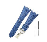HASGTFM Cinturini in pelle adatti for Audemars e adatti for Piguet Royal Oak 15710 26471 26474 28mm for cinturino for fibbia pieghevole(Blue-Steel-Z1)