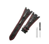 HASGTFM Cinturini in pelle adatti for Audemars e adatti for Piguet Royal Oak 15710 26471 26474 28mm for cinturino for fibbia pieghevole(Black red-no buckle)